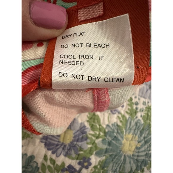 Tracy Negoshian Womens Cotton Mid-Rise Four Pocket‎ Shorts Orange/Blue Sz 8 - Picture 9 of 9